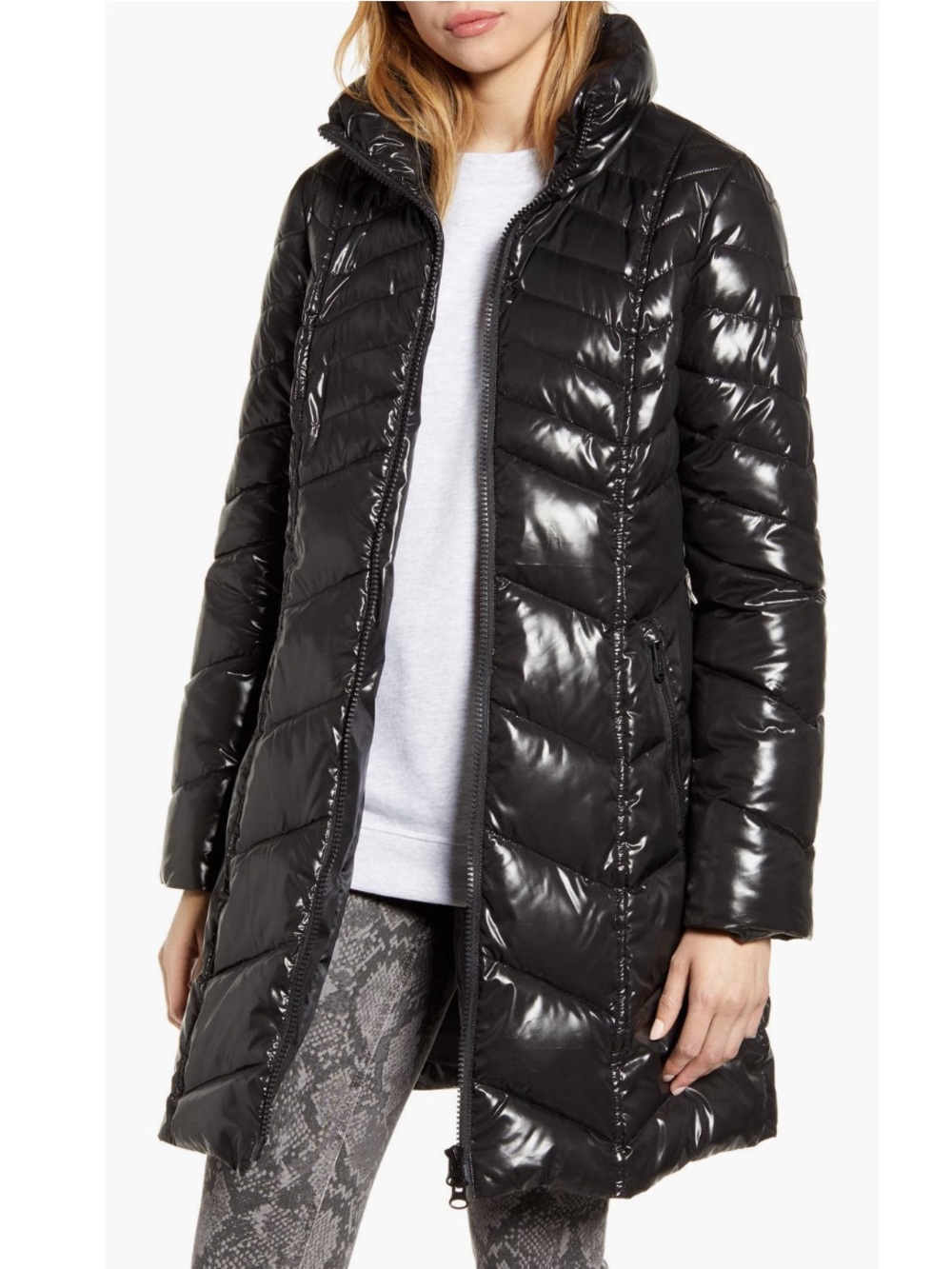 Sam Edelman Long Hooded Puffer Coat Removable Hood Black XXL NWT - Picture 5 of 12